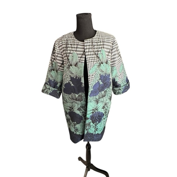Eva Franco Floral Brocade Jacket 8 Houndstooth & Botanical Print Statement Piece - Picture 2 of 12